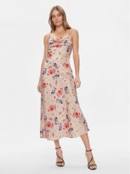 Guess Sukienka koktajlowa W3GK85 WD8G2 Beżowy Regular Fit. Brązowe sukienki damskie Guess, z aplikacjami, z syntetyku, wizytowe, bez ramiączek. Za 359.99 zł.