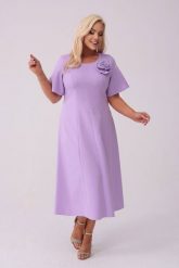 Elegancka sukienka Doris na wesele w odcieniach lawendy PLUS SIZE XXL. Fioletowe sukienki damskie Moda Size Plus Iwanek, bez wzorów, z elastanu, eleganckie, bez ramiączek. Za 349.90 zł.