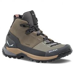 Damskie buty trekkingowe Salewa Puez Leather Mid PTX. Brązowe obuwie trekkingowe damskie Salewa, z materiału, bez zapięcia. Za 932.55 zł.
