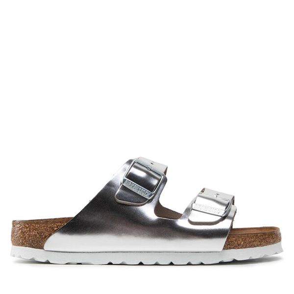Klapki Birkenstock. Szare klapki damskie Birkenstock, bez wzorów, bez obcasa, bez zapięcia. Za 539.99 zł.