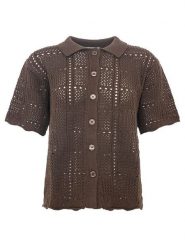 Zwillingsherz Koszulka polo w kolorze brązowym rozmiar: S/M. Brązowe bluzki damskie Zwillingsherz, m, bez wzorów, z bawełny, bez kołnierzyka, bez ramiączek. Za 130.99 zł.