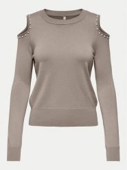 ONLY Sweter Gila 15339512 Beżowy Regular Fit. Brązowe swetry klasyczne damskie Only, xs, z syntetyku, bez kołnierzyka. Za 79.99 zł.