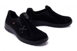 RIEKER L7171-00 black, półbuty/mokasyny damskie. Czarne mokasyny damskie Rieker, bez obcasa. Za 379.90 zł.