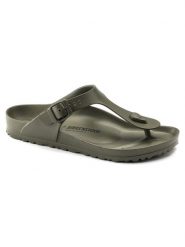 Japonki damskie Birkenstock Gizeh Eva. Brązowe klapki damskie Birkenstock, bez wzorów, z materiału, bez obcasa, bez zapięcia. Za 299.00 zł.