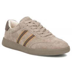 Skórzane półbuty damskie sneakersy beżowe Filippo DP7984. Brązowe półbuty damskie Filippo, bez wzorów, ze skóry, bez obcasa, bez zapięcia. Za 209.99 zł.