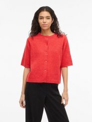 Vila Kardigan "Viliga" w kolorze czerwonym rozmiar: M. Czerwone kardigany damskie Vila, m, bez wzorów, z materiału. Za 79.40 zł.