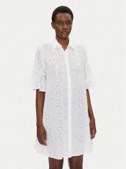 Iconique Sukienka koszulowa IC25-006 Biały Regular Fit. Białe sukienki damskie Iconique, bez wzorów, z bawełny, bez ramiączek. Za 279.99 zł.