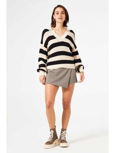 Garcia Sweter w kolorze czarno-beżowym rozmiar: XL. Brązowe swetry klasyczne damskie Garcia, xl, z bawełny, bez kołnierzyka. Za 113.63 zł.