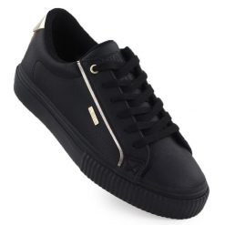 Trampki damskie z ekoskóry czarne Big Star SS274025. Czarne trampki damskie Big Star, bez wzorów, ze skóry ekologicznej, bez zapięcia. Za 131.99 zł.