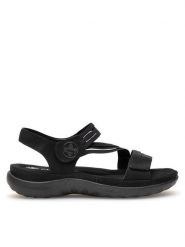 Rieker Sandały 64870-02 Czarny. Czarne sandały damskie Rieker, bez wzorów, z materiału, bez obcasa, na płaskiej podeszwie, bez zapięcia. Za 223.99 zł.