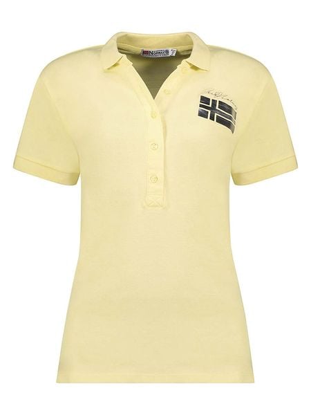 Geographical Norway Koszulka polo w kolorze żółtym rozmiar: S. Żółte bluzki damskie Geographical Norway, s, bez wzorów, bez kołnierzyka, bez ramiączek. Za 56.79 zł.