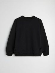 Bluza dresowa crewneck oversize - czarny. Czarne bluzy damskie Sinsay, l, bez wzorów, z dresówki, bez kaptura. Za 39.99 zł.