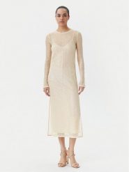 PINKO Sukienka koktajlowa 104709 A2EX Beżowy Regular Fit. Brązowe sukienki damskie Pinko, bez wzorów, z syntetyku, wizytowe, bez ramiączek. Za 879.99 zł.