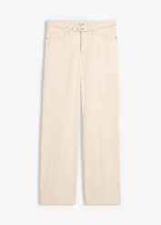 Luźne jeansy straight, mid waist, z bawełny. Brązowe jeansy damskie bonprix. Za 47.99 zł.