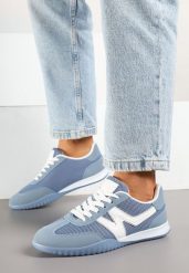 Niebieskie Sneakersy w Stylu Kultowych Tenisówek Tultia. Niebieskie obuwie sportowe damskie Born2be, na lato, z jeansu, bez zapięcia, tenisowe. Za 89.99 zł.