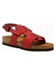 Comfortfusse Skórzane sandały "Likya" w kolorze czerwonym rozmiar: 39. Czerwone sandały damskie Comfortfüße, bez wzorów, z nubiku, z otwartym noskiem, bez obcasa, bez zapięcia. Za 252.99 zł.