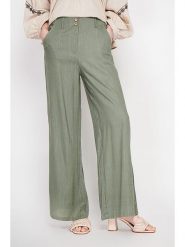 Le Jardin du Lin Lniane spodnie w kolorze khaki rozmiar: 42. Brązowe spodnie materiałowe damskie Le jardin du lin, bez wzorów, ze lnu. Za 130.99 zł.