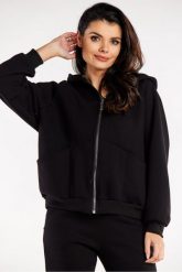 Luźna bluza z kapturem rozpinana z kieszeniami czarna. Czarne bluzy damskie Infinite You, l, bez wzorów, z bawełny, z kapturem. Za 259.00 zł.