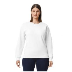 Bluza Polarowa Unisex Dla Dorosłych Softstyle Midweight Crew Neck Fleece Top. Białe bluzy damskie GILDAN, m, bez wzorów, z bawełny, bez kaptura. Za 72.99 zł.