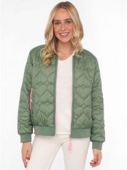 Zwillingsherz Kurtka pikowana "Be Happy" w kolorze zielonym rozmiar: M. Zielone kurtki damskie Zwillingsherz, m, bez wzorów, bez kaptura. Za 257.92 zł.