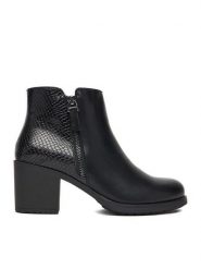 Clara Barson Botki CEO-WS6317-02 Czarny. Czarne botki damskie Clara Barson, z materiału, bez obcasa, na słupku, bez zapięcia. Za 149.99 zł.