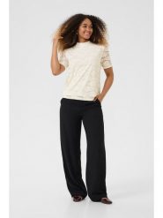 Kaffe Bluzka w kolorze kremowym rozmiar: L. Brązowe bluzki damskie Kaffe, l, bez wzorów, z koronki, bez kołnierzyka, bez ramiączek. Za 95.46 zł.