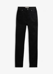 Super elastyczne dżinsy ciążowe 2 w 1 na okres ciąży i po nim, slim. Czarne jeansy damskie bonprix, z obniżonym stanem, moda ciążowa. Za 149.99 zł.