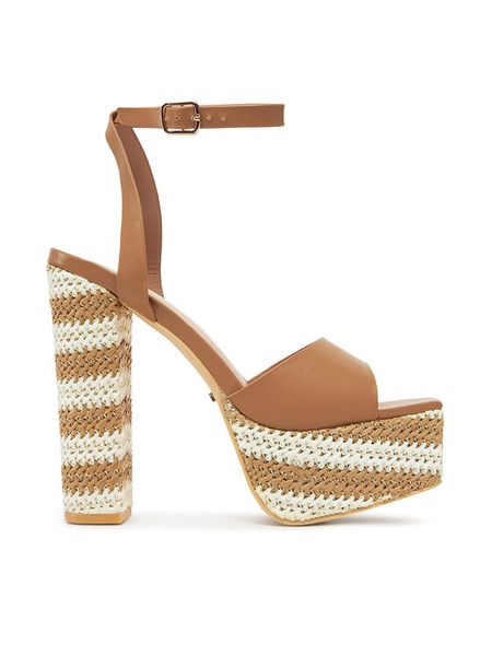 DeeZee Sandały LB9110-1 Brązowy. Brązowe sandały damskie DeeZee, bez wzorów, z materiału, bez obcasa, na słupku, bez zapięcia. Za 159.99 zł.