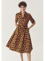 TATUUM Sukienka w kolorze jasnobrązowo-czarnym rozmiar: 46. Brązowe sukienki damskie TATUUM, bez wzorów, z bawełny, bez ramiączek. Za 280.95 zł.