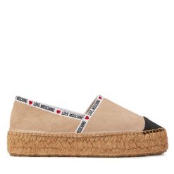 Espadryle LOVE MOSCHINO. Brązowe espadryle damskie Love Moschino, bez wzorów, bez obcasa. Za 809.99 zł.