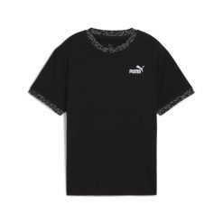 Młodzieżowa koszulka Essentials ze zwierzęcym wzorem o luźnym kroju PUMA Black. Czarna bluzki damskie Puma, m, bez wzorów, eleganckie, bez kołnierzyka, bez ramiączek. Za 99.00 zł.