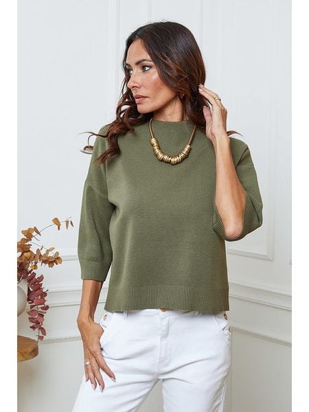 So Cachemire Sweter "Dylia" w kolorze khaki rozmiar: S. Brązowe swetry klasyczne damskie So Cachemire, s, ze splotem, bez kołnierzyka. Za 174.43 zł.