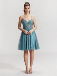 Hey Kyla Sukienka koktajlowa 5AG014HK Niebieski Regular Fit. Niebieskie sukienki damskie Hey Kyla, bez wzorów, z syntetyku, wizytowe, bez ramiączek. Za 389.99 zł.