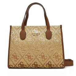 Torebka Guess. Brązowe kuferki damskie Guess, z aplikacjami, bez dodatków. Za 349.99 zł.