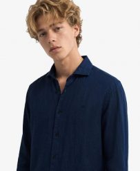 Superdry Koszula Riviera lniana z długim rękawem — 100% len, Relaxed Fit. Niebieskie koszule damskie Superdry, na lato, l, bez wzorów, ze lnu, klasyczne, bez kołnierzyka, bez ramiączek. Za 267.70 zł.