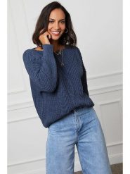 L'armoire de Suzette Sweter w kolorze granatowym rozmiar: 38/40. Niebieskie swetry klasyczne damskie L'armoire de Suzette, l, ze splotem, bez kołnierzyka. Za 86.99 zł.