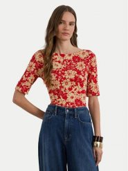 LAUREN RALPH LAUREN Bluzka 200P09078001 Czerwony Slim Fit. Czerwone bluzki damskie Lauren Ralph Lauren, l, bez wzorów, z bawełny, bez kołnierzyka, bez ramiączek. Za 312.99 zł.