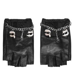 Rękawiczki KARL LAGERFELD. Czarne rękawiczki damskie KARL LAGERFELD, bez wzorów. Za 549.99 zł.