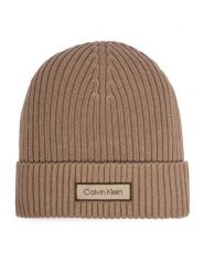 Calvin Klein Czapka LV04D8053G Beżowy. Brązowe czapki damskie Calvin Klein, na zimę, bez wzorów, z bawełny. Za 169.99 zł.
