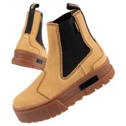 Buty Puma Mayze Chelsea Suede W 382829 04 brązowe. Brązowe botki damskie na jesień, z gumy, bez obcasa, bez zapięcia. Za 466.73 zł.