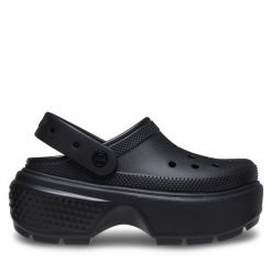 Klapki Crocs. Czarne klapki damskie Crocs, bez wzorów, bez obcasa, bez zapięcia. Za 219.99 zł.