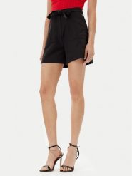Guess Szorty materiałowe W5GD0I WH9Y2 Czarny Loose Fit. Czarne szorty damskie Guess, z aplikacjami, z materiału. Za 219.99 zł.