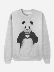 WOOOP Bluza "Love Panda" w kolorze szarym rozmiar: L. Szare bluzy damskie Wooop, l, bez wzorów, z bawełny, bez kaptura. Za 100.99 zł.