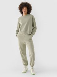 4F Spodnie dresowe joggery oversize damskie - oliwkowe XL. Brązowe spodnie dresowe damskie 4F, bez wzorów, z bawełny. W wyprzedaży za 79.99 zł.