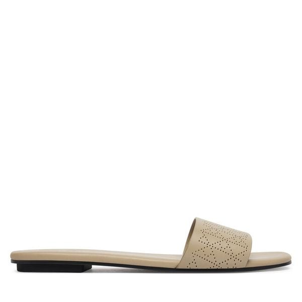 Klapki Calvin Klein. Brązowe klapki damskie Calvin Klein, bez wzorów, bez obcasa, bez zapięcia. Za 368.99 zł.