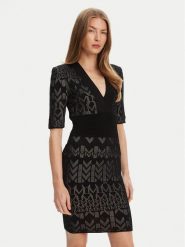 Marciano Guess Sukienka dzianinowa 5YGK20 5877Z Czarny Slim Fit. Czarne sukienki damskie Marciano Guess, z aplikacjami, z dzianiny, bez ramiączek. Za 1,089.00 zł.