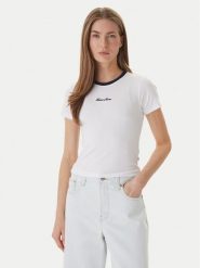 Guess Jeans T-Shirt W6GPA9 KF641 Biały Slim Fit. Białe t-shirty damskie Guess Jeans, xl, z aplikacjami, z jeansu, bez kołnierzyka. Za 189.99 zł.