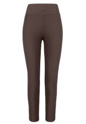 Prążkowane legginsy N-LISBONA. Brązowe legginsy sportowe damskie Volcano, xs, bez wzorów, z elastanu, z podwyższonym stanem, na jogę i pilates. Za 119.99 zł.