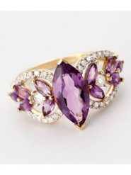 DIAMOND & CO Złoty pierścionek "Vénus" z diamentami rozmiar: 52. Żółte pierścionki damskie Diamond & Co, z ametystem, złote. Za 2,261.40 zł.