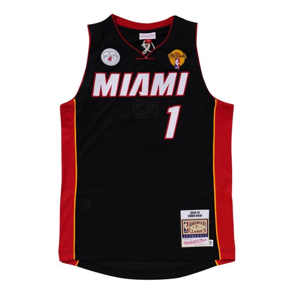 Koszulka Miami Heat Authentic Chris Bosh Road Finals 2012/13. Czarne koszulki damskie Mitchell & Ness, bez wzorów, z jersey, bez kołnierzyka, bez ramiączek. Za 1,294.00 zł.